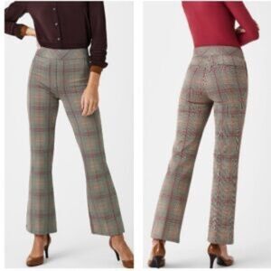 Spanx Medium Tall MT Orange Pop Plaid - Jacquard Kick Flare Ponte Pants